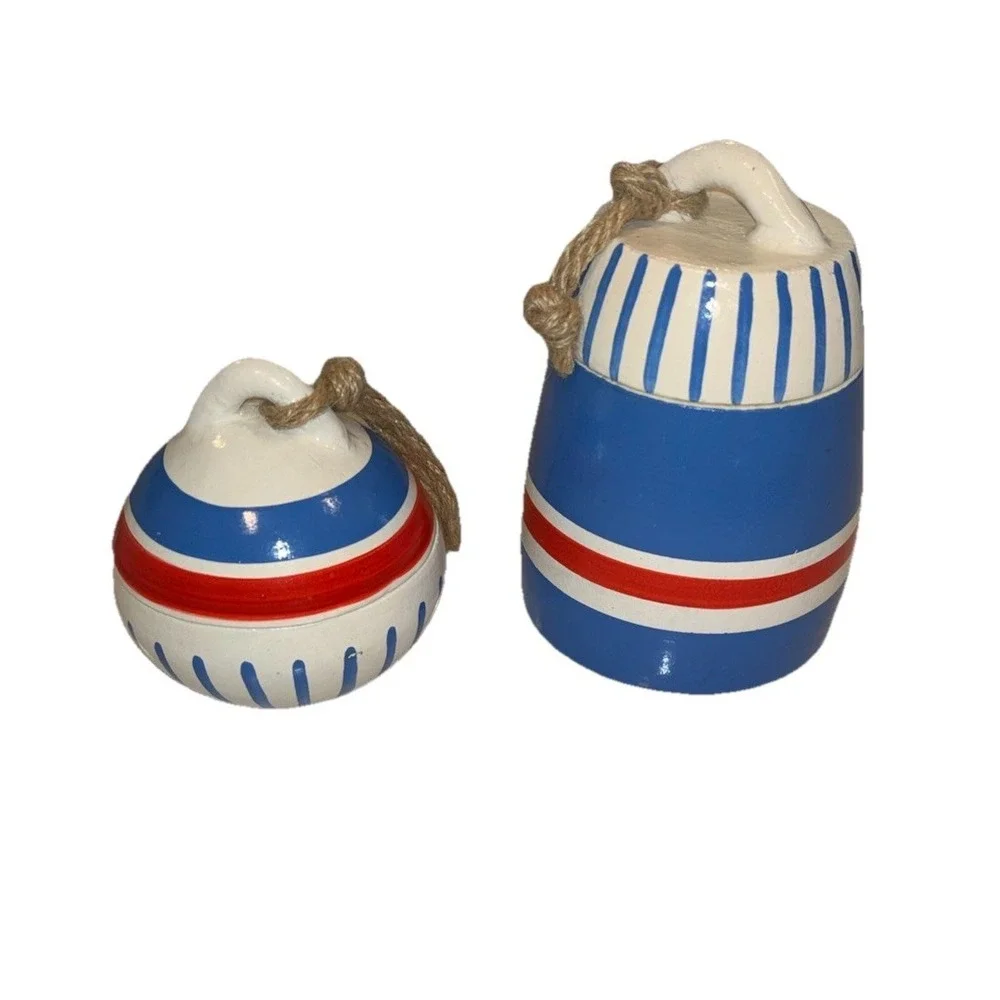 West Elm Nautical Candle Holders Gold‎ Set of 2 Buoy And Bobber Unused